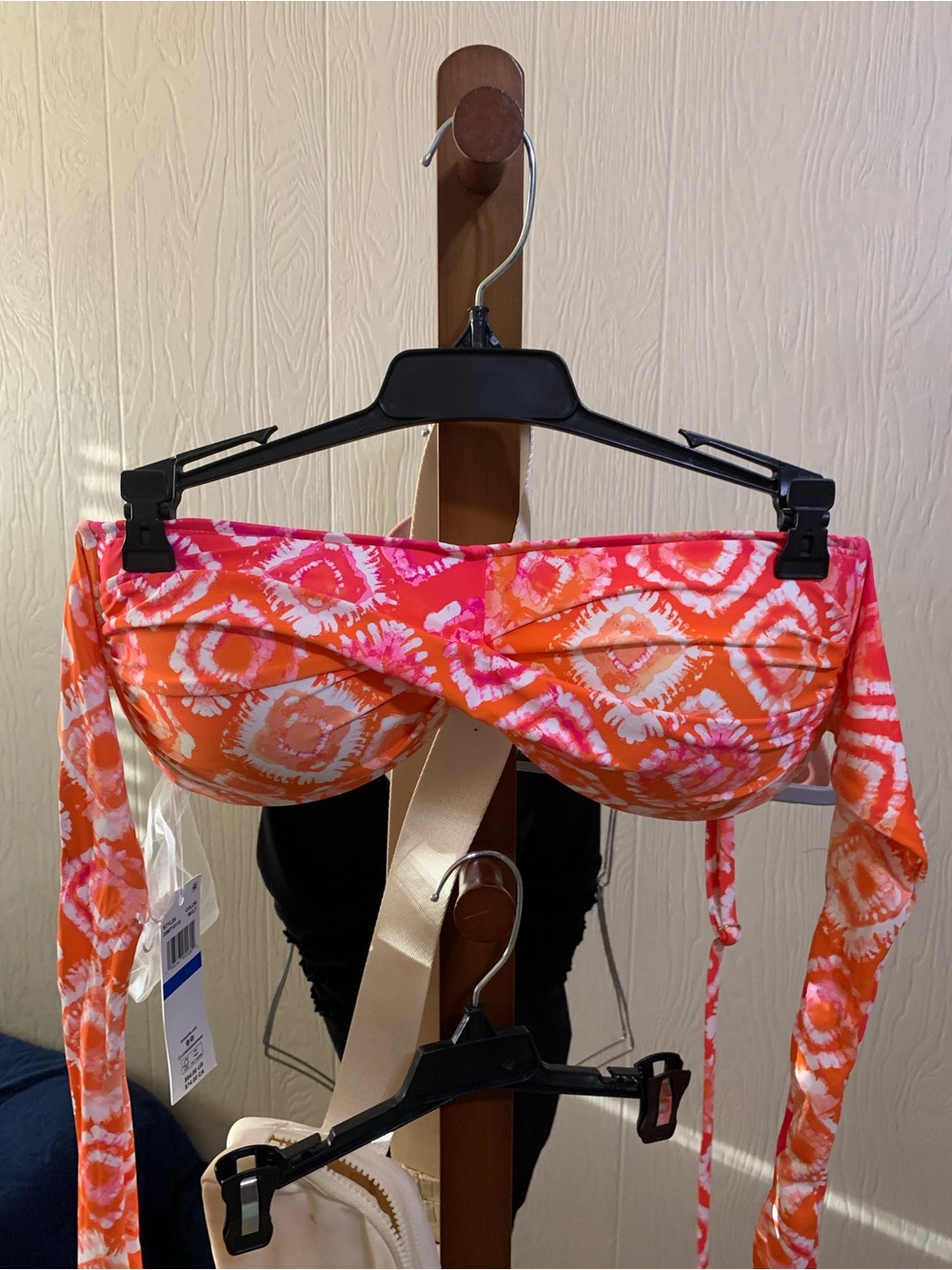 Anne Klein Orange and Pink Printed Bandeau Top